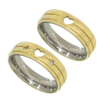 Imagem de Par De Aliança De Moeda Antiga 6Mm Com Coração