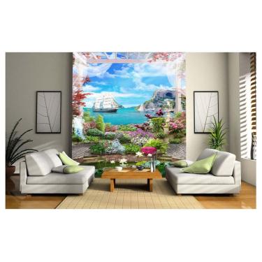 Imagem de Papel De Parede Paisagem Digital Jardim Mar 3D Dav62