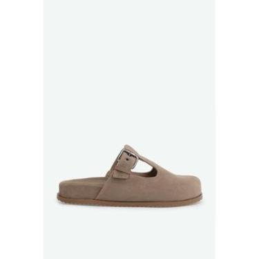 Imagem de Sapato Clog Camurção Soho Salto 3cm Tira Grossa com Fivela Regulável Elegante Confortável-Feminino