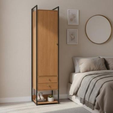 Imagem de Armário Roupeiro Slim 48cm Cabideiro 2 Gavetas 1 Porta - Kappesberg, C