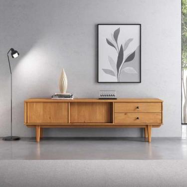 Imagem de Rack Sala Minimalista TV 75 Pés Madeira 175 cm Freijó Simona - IDIMEX