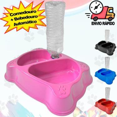 Imagem de Comedouro Com Bebedouro Automático Cachorro Gato Pote Ração Pet - oem