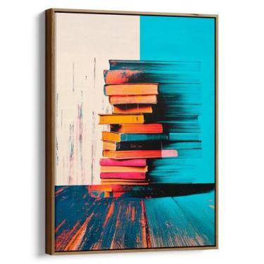 Imagem de Quadro Livros em Abstrato - Mioquadros, 120x80 cm, Tabaco