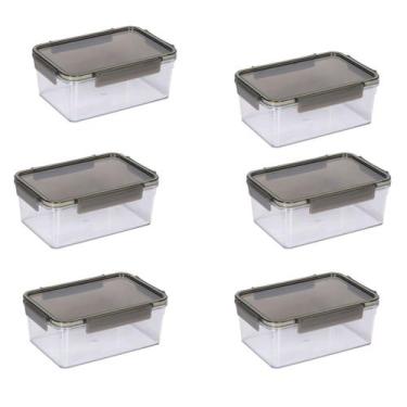 Imagem de Kit 6 Pote Organizador de Alimentos Hermético 1,6 L C/ Tampa - Mor
