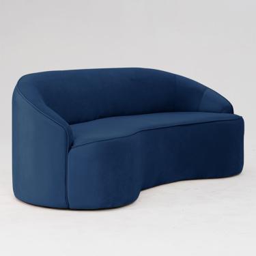 Imagem de Sofá Curvo Montserrat 210cm 03 Lugares Veludo Azul Clássico - Nexta Casa