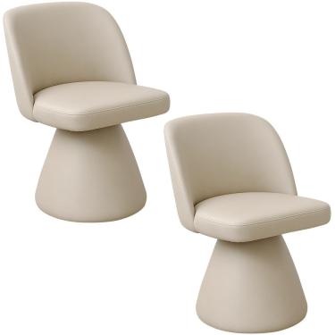 Imagem de Kit 02 Cadeiras De Jantar Base Giratória Liz Corano Off White - Nexta Casa