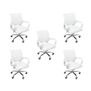 Imagem de Kit 5 Cadeiras De Escritório Oficial Begonia Tela Mesh Ergonômica Bran