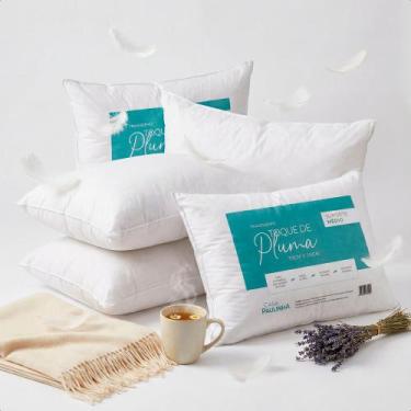 Imagem de Travesseiro 70 x 50 cm Pluma de Ganso Sintética Toque de Nuvem Confort