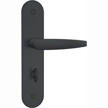 Imagem de Fechadura para Banheiro 824 33 Trava para Porta de Madeira em Aço Fosco Preto