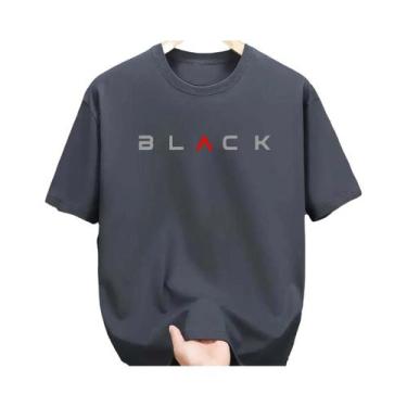 Imagem de Camiseta Masculina plus Size Preta De Algodão Para O Verão, Casual, Co