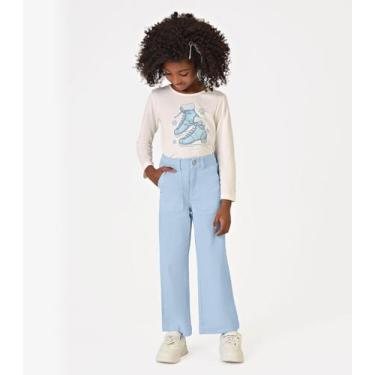 Imagem de Calça Infantil Feminina Wide Leg Sarja Trick Nick Azul, 10, Azul