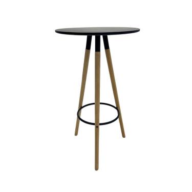Imagem de Mesa Bistrô Eiffel 60cm preta Base Madeira Alta