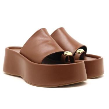 Imagem de Sandália Tamanco Feminino Plataforma Napa Salto Alto Conforto e Elegân