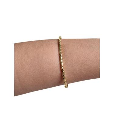 Imagem de Bracelete Fio Torcido 3mm 17cm Ouro 18K - GARDENIA JOIAS