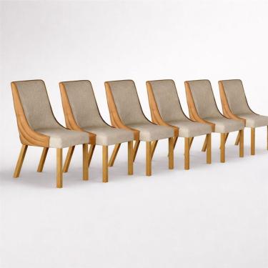 Imagem de Kit 6 Cadeiras Maciça De Jantar Estofada Bella- Arbo Design