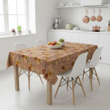 Imagem de Toalha De Mesa Termica Floral Madeirado Rolo 1,40x30m Vinil PVC - Plas