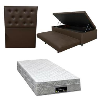 Imagem de Cama Box Baú Solteiro com Auxiliar Bicama Colchão Riviera Molas Ensaca