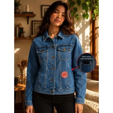 Imagem de Jaqueta Jeans com Bordado nas Costas e Bolso Interno LUNENDER 20581, J
