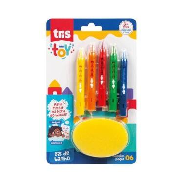 Imagem de Giz De Cera Jumbo Tris Toy P/Banho Apag.C/Esponj - SUMMIT