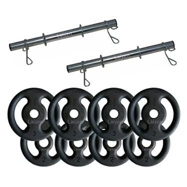 Imagem de Kit 20kg Com Barras E Anilhas P/Musculação Halter +