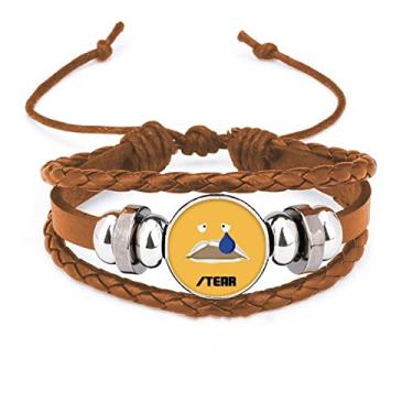Imagem de un brand Pulseira de couro triste amarela emoção lágrima grito joia ornamento de couro