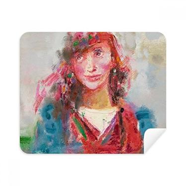 Imagem de Red Scarf Girl XJJ Pano de limpeza de pintura a óleo Limpador de tela 2 peças Tecido de camurça