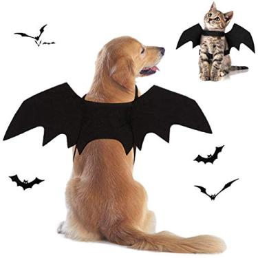 Imagem de Fantasia de cachorro de Halloween Tealots com asas de morcego para gatos divertidas, ajustáveis, asas de morcego, roupa de festa para cosplay para cães pequenos, médios e grandes (P)