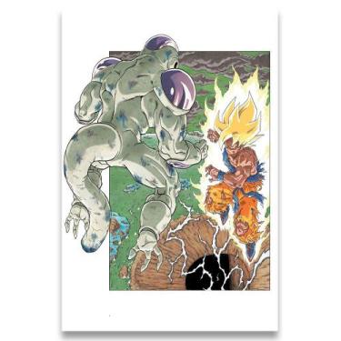 Imagem de Poster Decorativo 42cm X 30cm A3 Brilhante Dragon Ball Dbz Goku Freeza