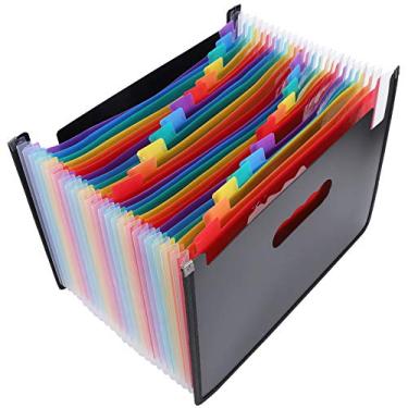 Imagem de Expans¨ªvel organizadores de arquivos 24 bolsos caixas de arquivo organizador de documentos pasta de arquivo a4 pastas de mesa expansor para armazenamento de papel e arquivo