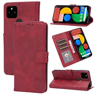 Imagem de YUNCHAO Caixa de telefone @#@Para o Google Pixel 5A 5G Gravado Happy Cat Padrão Horizontal Flip Capas De Couro Com Holder & Cart Slots & Carteira@#@ capa para celular