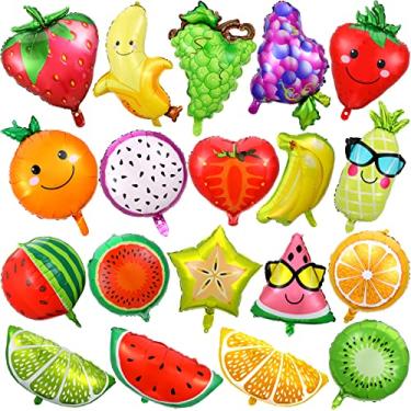 Imagem de 28 balões de frutas de verão para decoração de festa de frutas tutti, balões de hélio, balões tropicais, morango, melancia, jumbo, balões de mylar para casamento, aniversário, chá de bebê, artigos de festa de 45,7 cm