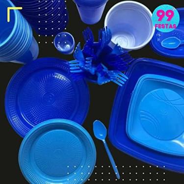 Imagem de Kit festa de Menino para 20 pessoas: Pratinhos, Garfinhos, Copos e Cumbucas descartáveis