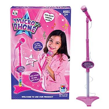 Imagem de Microfone Infantil Com Pedestal Rosa Conecta Com Smartphone