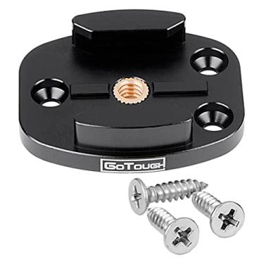 Imagem de Suporte QR GoTough Preto com Furos Piloto – Todo em Metal, Placa de Liberação Rápida Versátil com Parafuso de Tripé de 1/4”-20 e Suportes Piloto Compatível com GoPro HERO3, HERO3+, HERO4, HERO5, HERO6, HERO7 Quick Rel