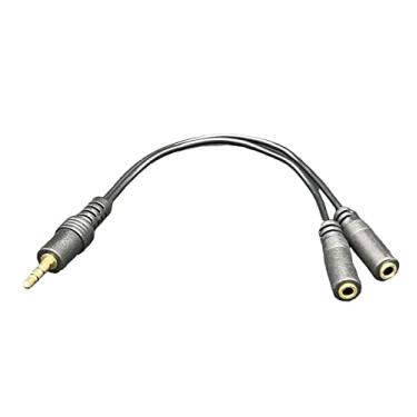 Imagem de MasterStor Stereo Jack Splitter Cable3.5mm Adaptador conector macho para 2 fêmeas banhado a ouro para alto-falantes de fone de ouvido, leitor de MP3, celular, laptop, PC, iPod (preto)