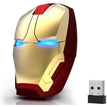 Imagem de Mouse ergonômico sem fio Cool Iron Man Mouse 2,4 G portátil para computador móvel clique silencioso mouse óptico com receptor USB, escolha de para notebook, PC, laptop, computador, MacBook (dourado)