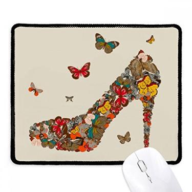 Imagem de Sapato de salto alto e borboleta, mouse pad com borda costurada, tapete de borracha para jogos