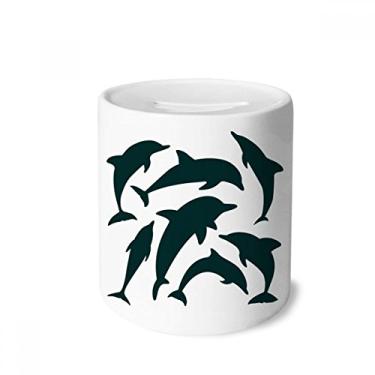 Imagem de DIYthinker Caixa de moeda de cerâmica com porta-moedas de tubarão azul oceano presente