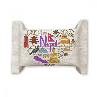Imagem de Nepal Love Heart Landscap Capa de papel para lenços faciais Bandeira nacional Bolsa de linho de algodão