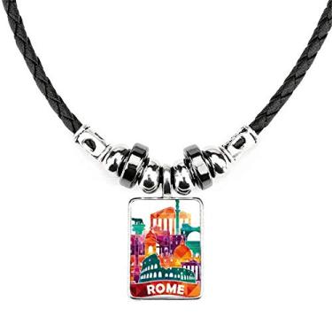 Imagem de DIYthinker Itália Roma Paisagem Alfândega Colar Joias Torque Pingente de Corda de Couro