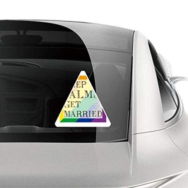 Imagem de DIYthinker LGBT Adesivo de carro com a bandeira do arco-íris Get Married