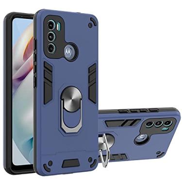 Imagem de MOONCASE Capa para Motorola Moto G60, Dupla Camada Suporte Magnético À Prova de Choque Anti-Queda Capa para Motorola Moto G60 6.8" (Azul)