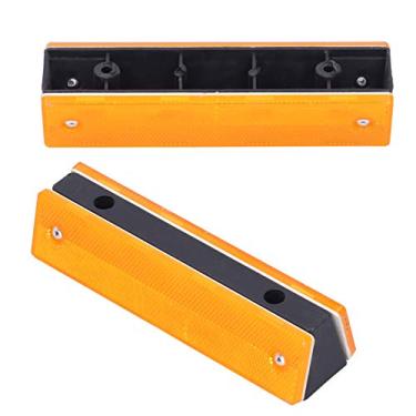 Imagem de Marcadores de estrada reflexivos retangulares, marcador refletivo para calçada com cores vivas e refletores, cuidado com o parafuso da estrada, instalado no corrimão, para instalações de aviso de trânsito na estrada (amarelo-amarelo)