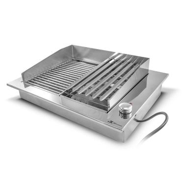 Imagem de Churrasqueira Elétrica de Embutir 60x47 220v com Duas Grelhas em Aço Inox - JX Metais