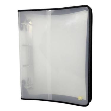Imagem de Fichário 4 Argolas Ofício com Zíper-Transparente PRETO YES