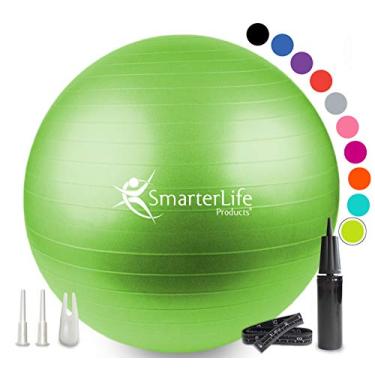 Imagem de (65 cm, Lime) - Exercise Ball for Yoga, Balance, Stability from SmarterLife - Fitness, Pilates, Birthing, Therapy, Office Ball Chair, Classroom Flexible Seating - Anti Burst, No Slip, Workout Guide