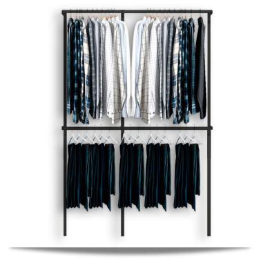 Imagem de Arara cabideiro aramado trilho parede closet loja suspenso Pt 1,60 m