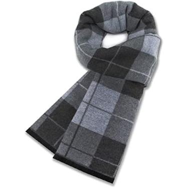 Imagem de Cachecol Quente Masculino De Inverno De Lã Caxemira Xadrez Cachecóis Quentes,cinza 2,180 X 30 Cm,Constructive23