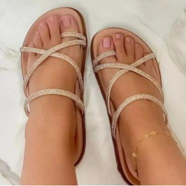 Imagem de Sandália Feminina Papete Rasterinha Flatform Strass Laura 021 - Univer