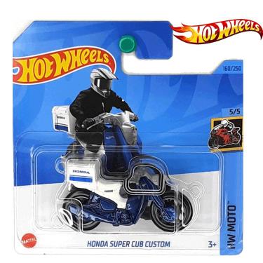 Imagem de Carrinho Hot Wheels Moto Honda Super Cub Custom Azul Branco